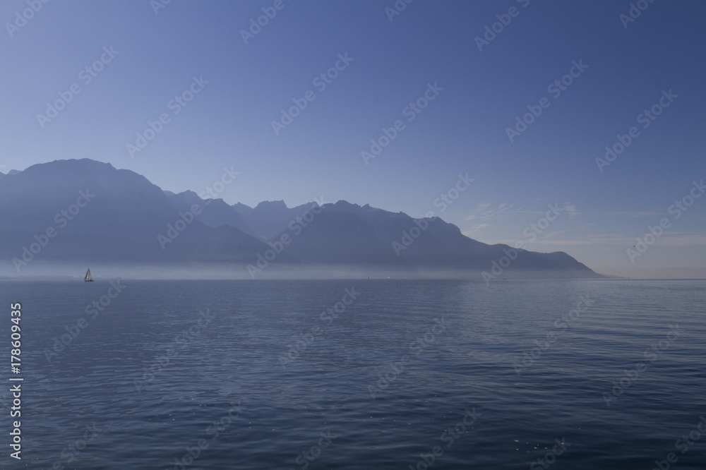 Mountains and Lake Leman in Montreux