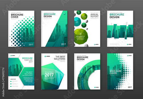 Corporate brochure cover design templates set.