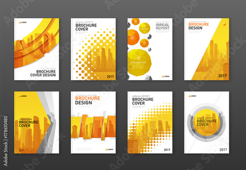 Corporate brochure cover design templates set.