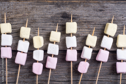Colorful marshmallow skewers
