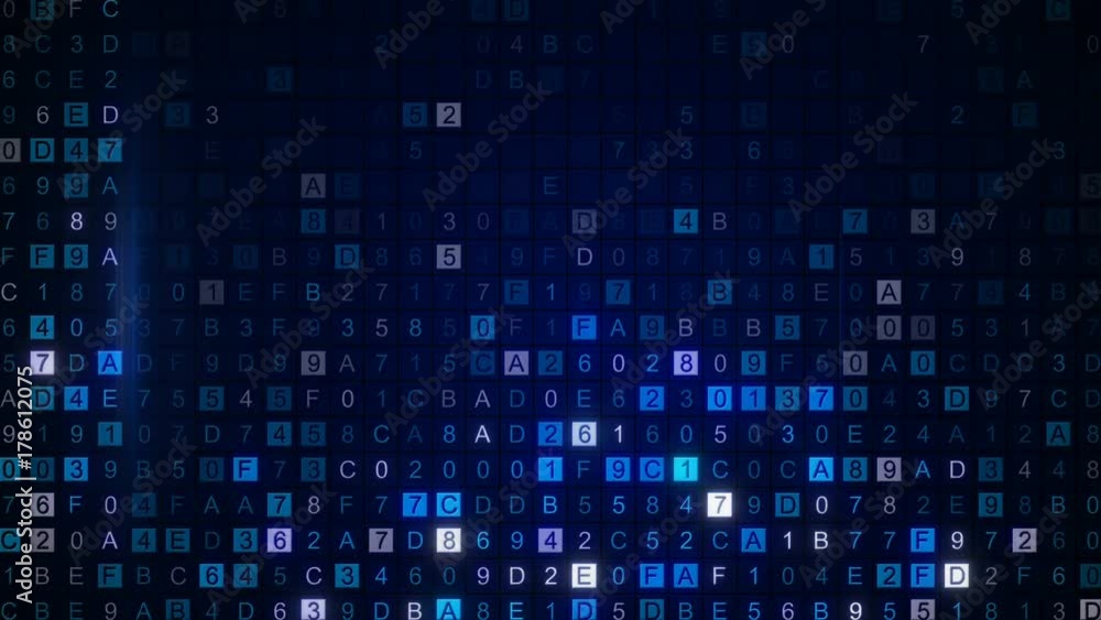 Digital HEX data scan. Computer generated seamless loop abstract animation 4k UHD (3840x2160)
Digital HEX data scan. Computer generated seamless loop abstract animation 4k UHD (3840x2160)