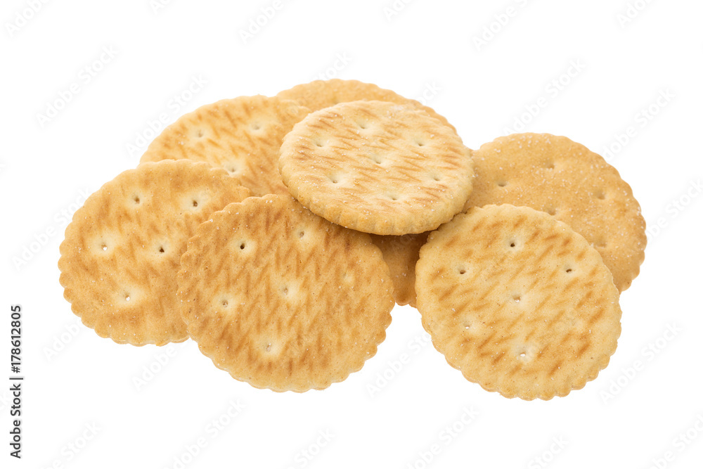 Crackers cookie with salt isolated on a white background Crackers cookie with salt isolated on a white background