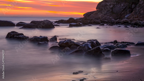 Beautiful sunrise in a bay in Costa Brava  Spain