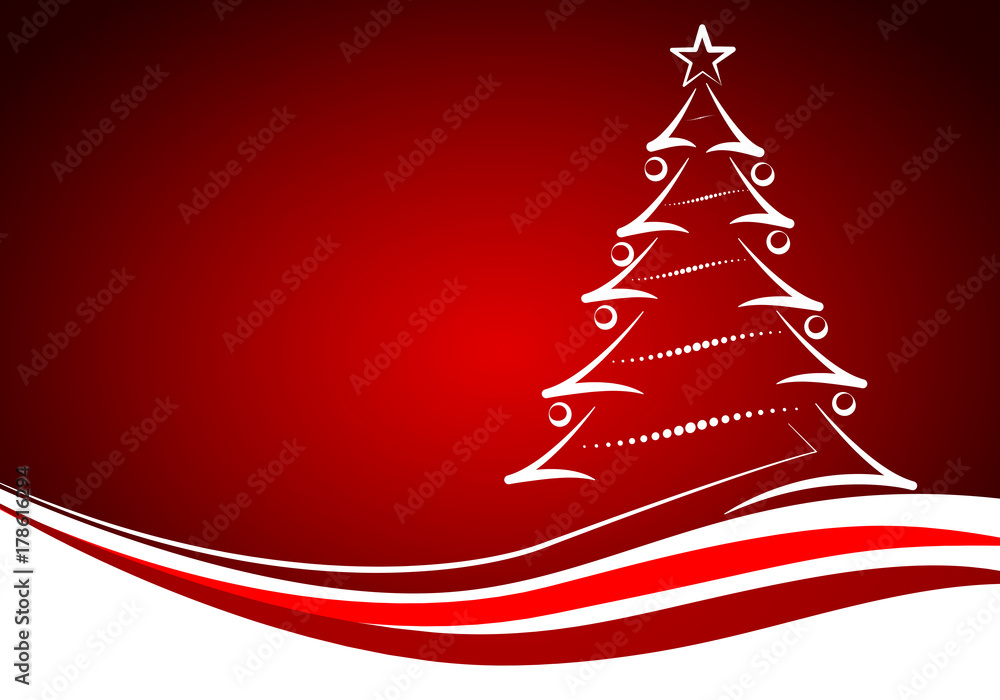 christmas card with fir tree