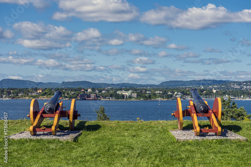 Two cannons on Hovedøya island close to Oslo, Norway