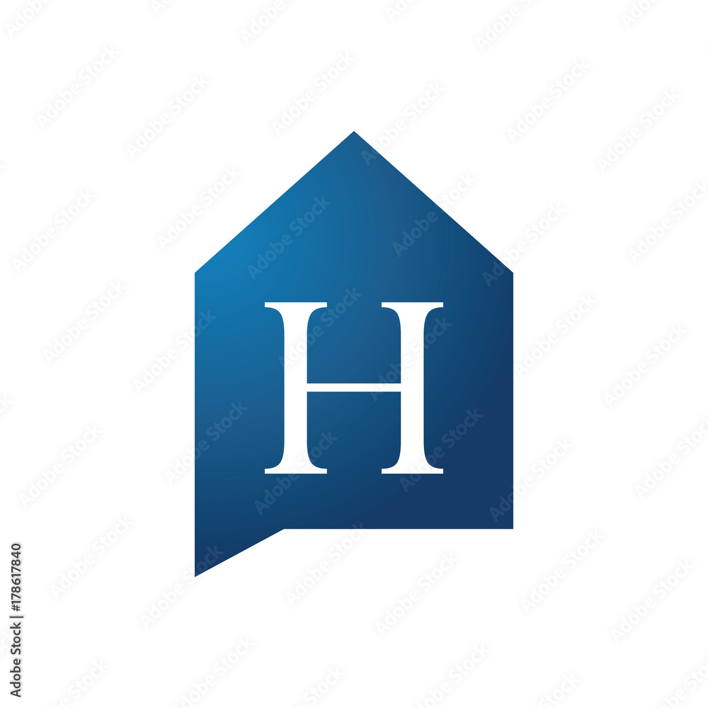 Blue House and initial letter H Logo. Talk house Concept. logo template Blue House and initial letter H Logo. Talk house Concept. logo template