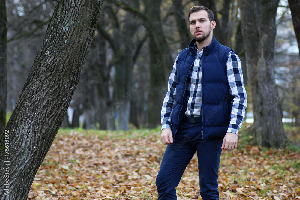 Young beard man in an autumn Young beard man in an autumn