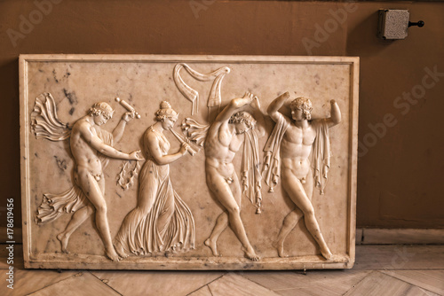 Marble Carved Panel in the Achilleion Palace on the Greek Island of Corfu photo