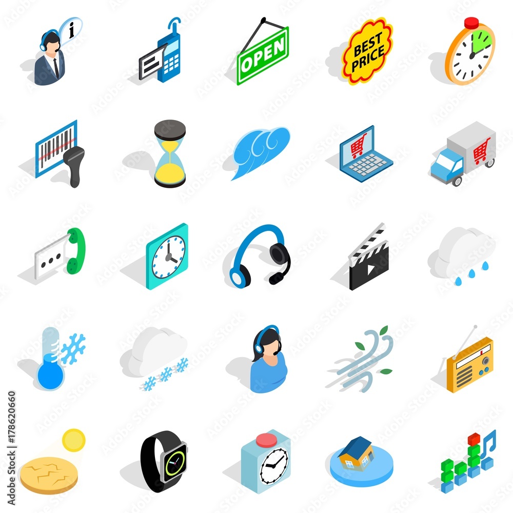 Temporal icons set, isometric style Temporal icons set, isometric style