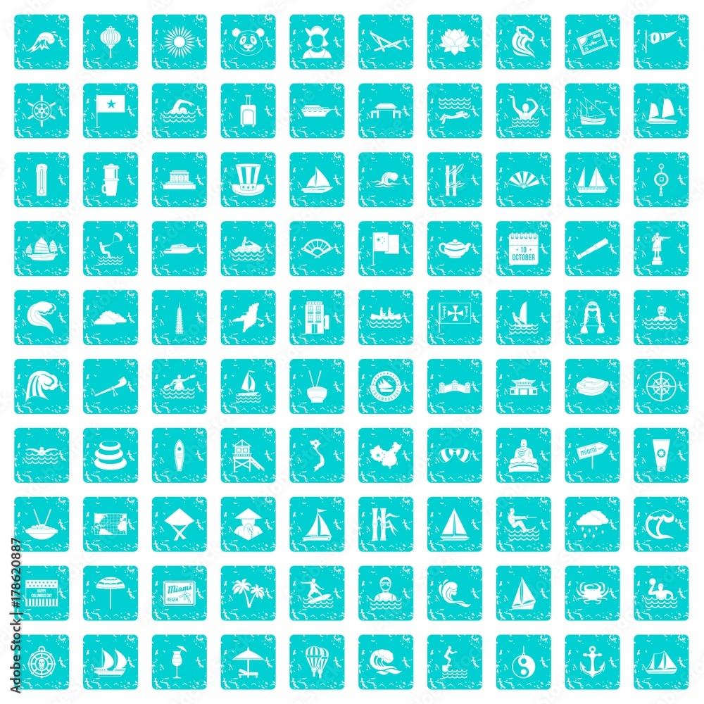 100 sailing vessel icons set grunge blue 100 sailing vessel icons set grunge blue