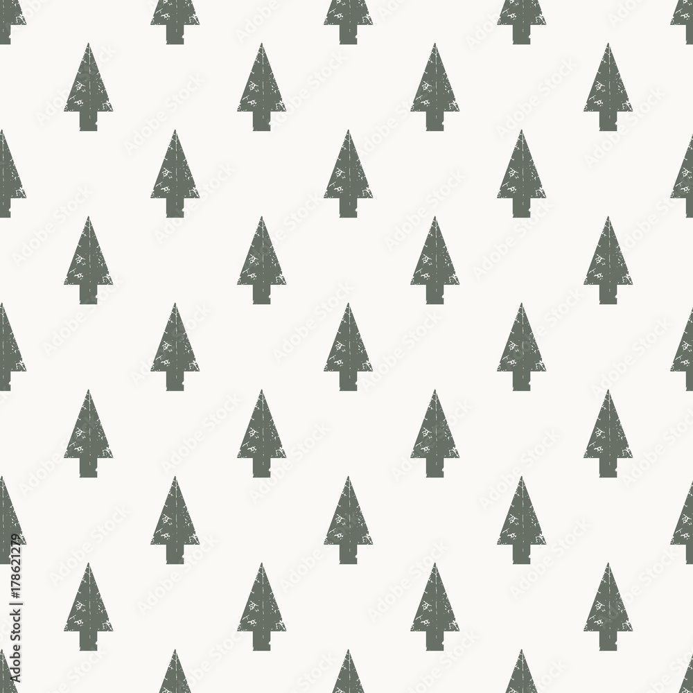 Obraz premium abstract art vector background. Christmas tree seamless pattern in modern geometry style.