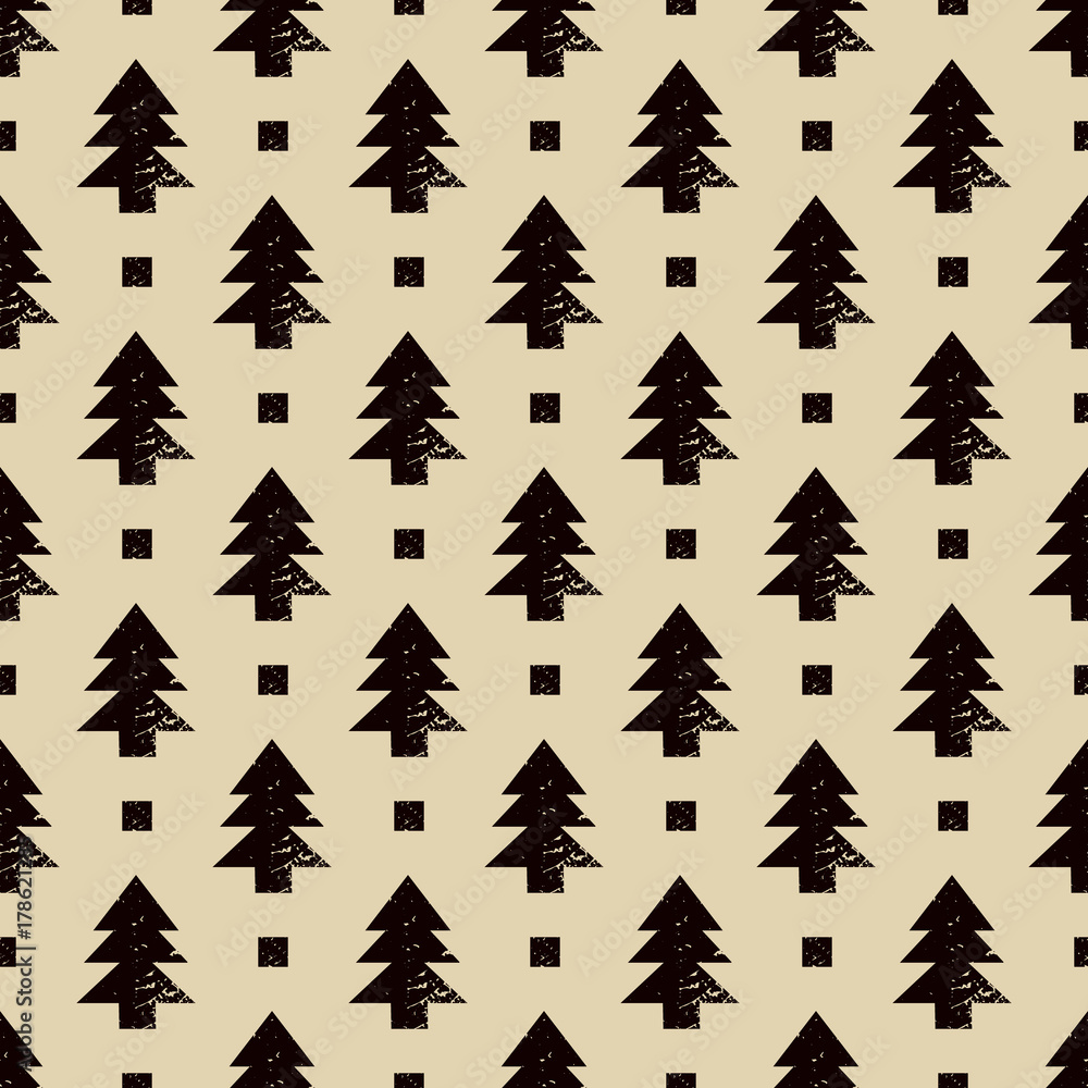 Obraz premium abstract art vector background. Christmas tree seamless pattern in modern geometry style.