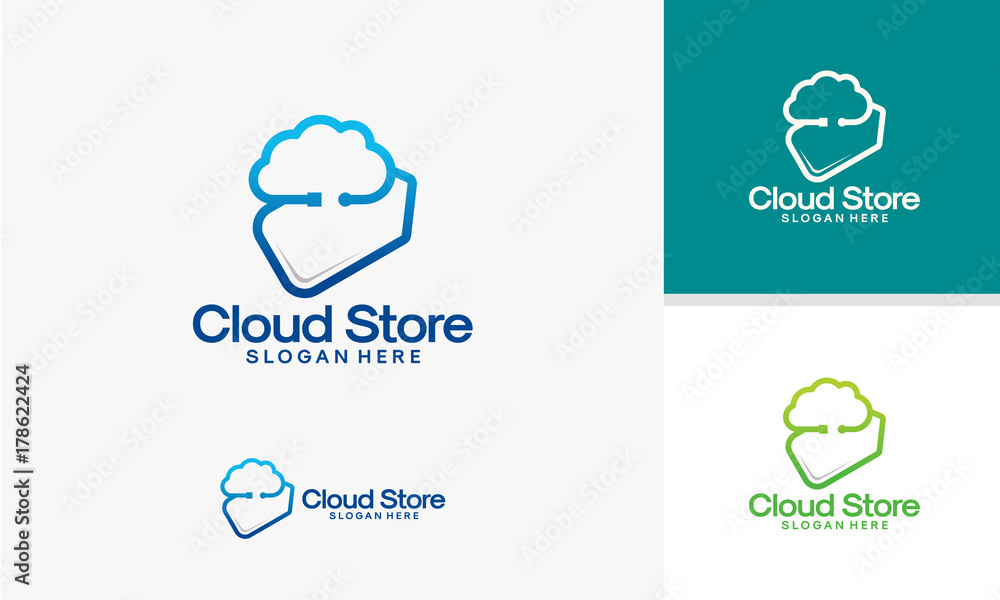 Cloud Store Logo designs vector, Online Store logo designs template