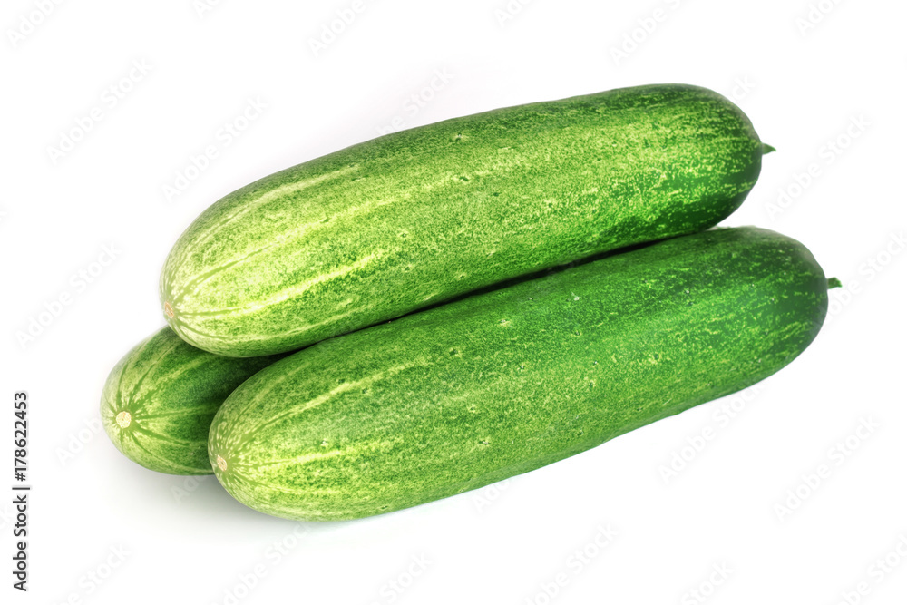 fresh green cucumber stack isolate on white background fresh green cucumber stack isolate on white background
