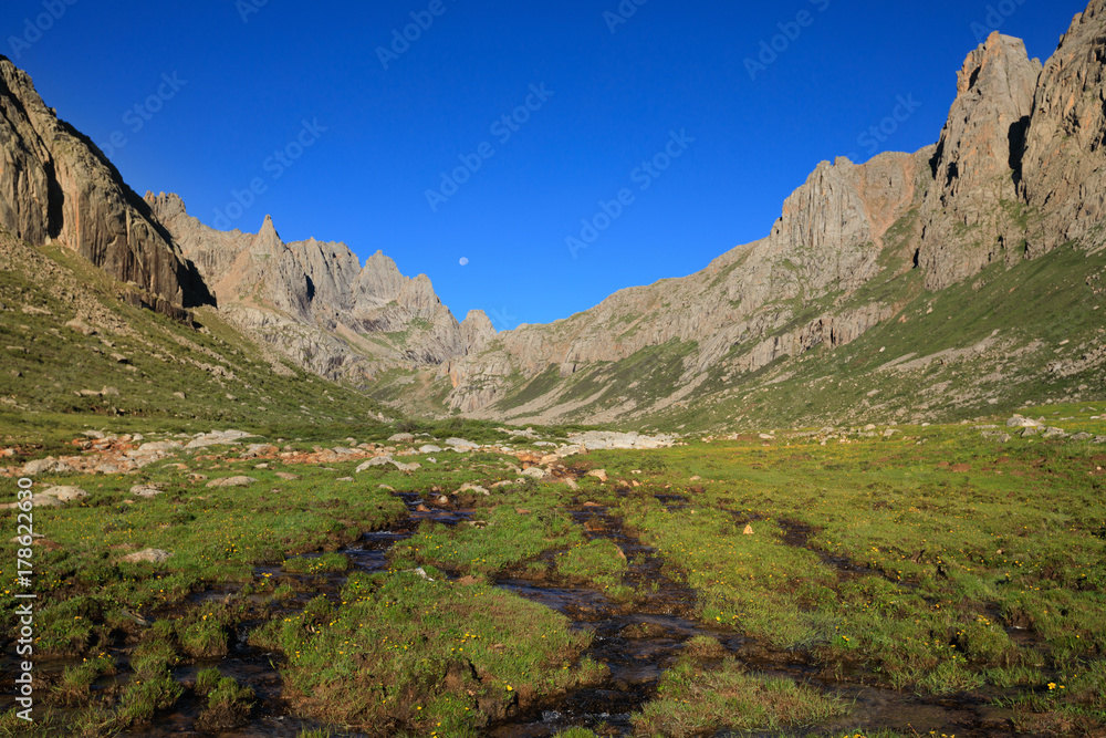 landscape of high altitude mountains