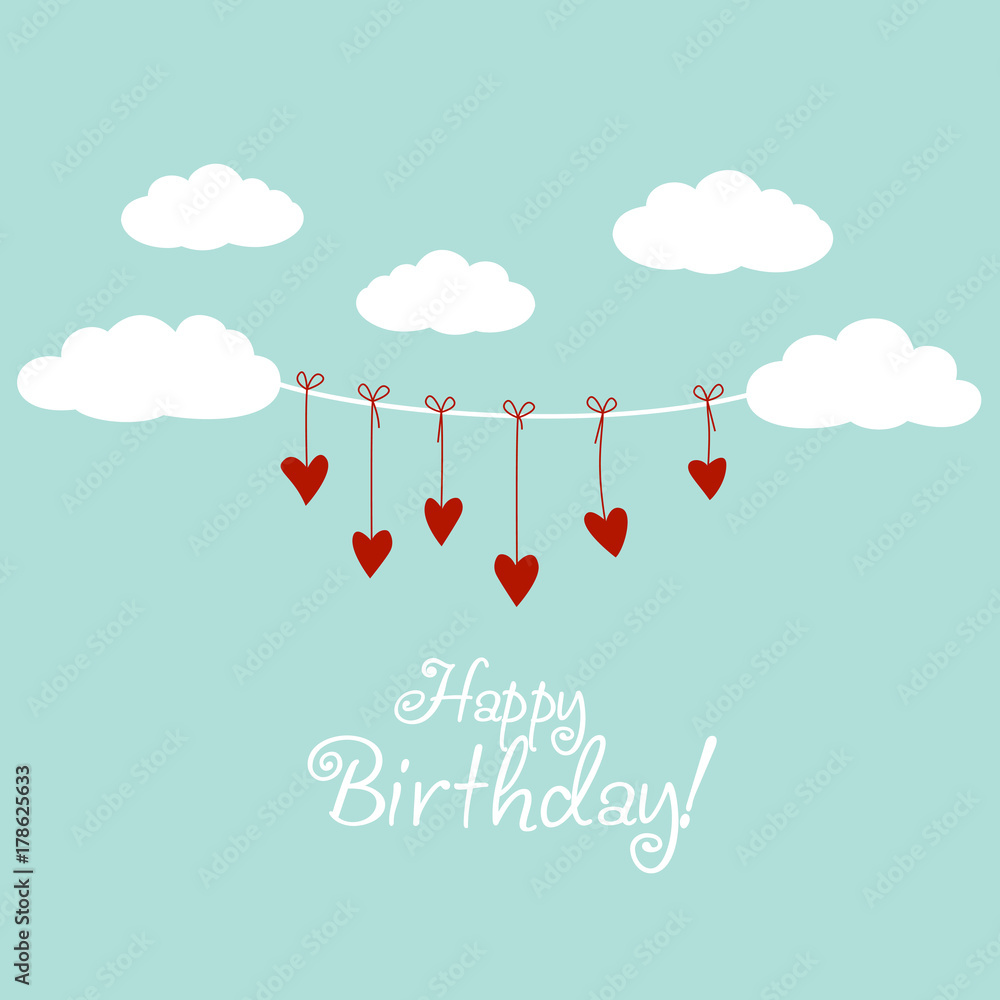 Happy Birthday Valentines Day Images Happy Birthday - Lovely Vector Card With Clouds And Hearts. Ideal For Cards,  Birthday, Valentines Day And Any Type Of Celebration Stock Vector | Adobe  Stock