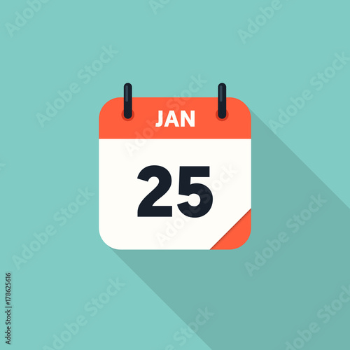 Calendar icon 2018 flat design with long shadow photo