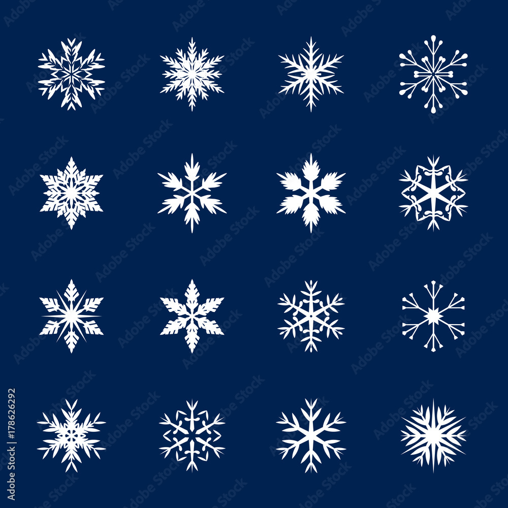 Collection of White Snowflakes. Vector Illustration Collection of White Snowflakes. Vector Illustration