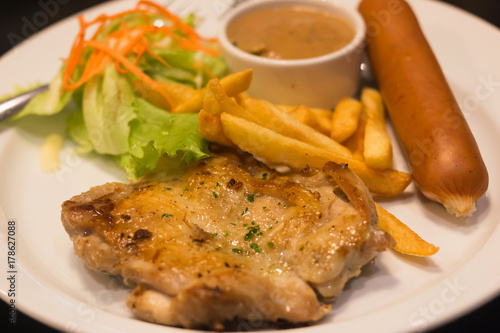 chicken steak in a restaurant
