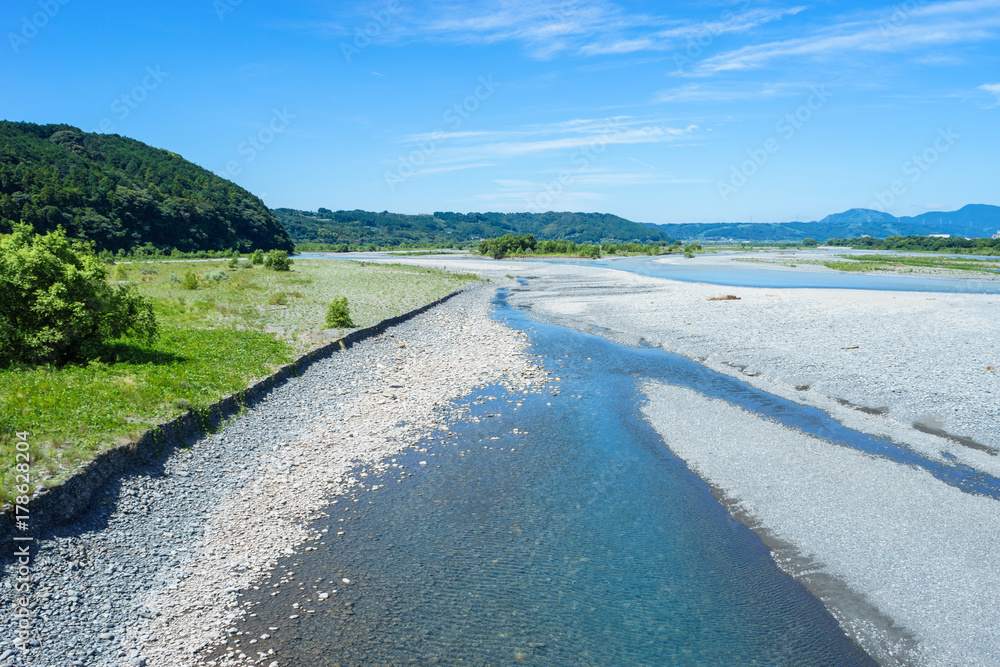 蓬莱橋から見る大井川 Stock Photo Adobe Stock