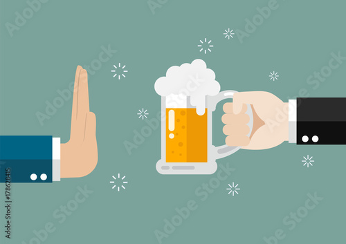 Hand gesture rejection a glass of beer