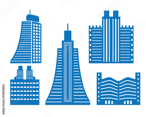 modern city sky scraper silhouette building illustration