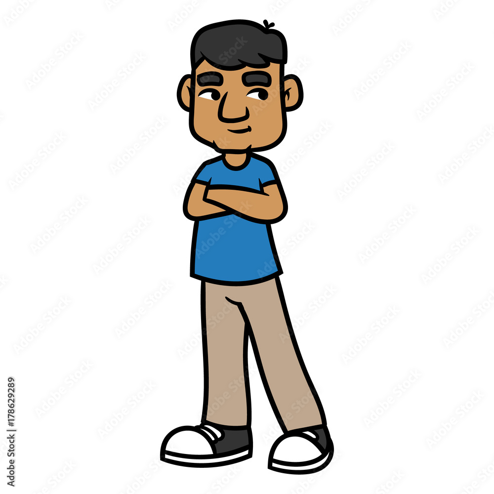 Cartoon Boy With Arms Crossed