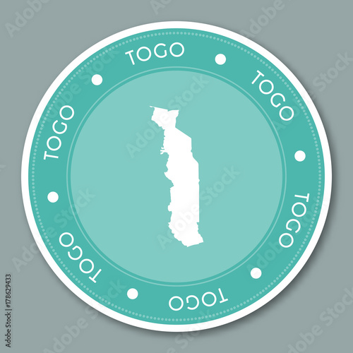 Togo label flat sticker design. Patriotic country map round label. Country sticker vector illustration.