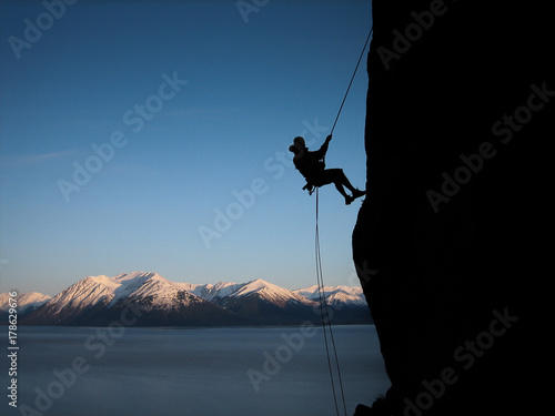 Slika na platnu Climber Rappelling in Alaska