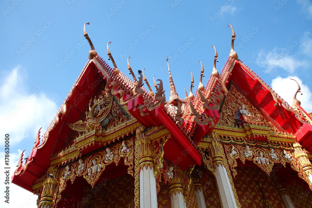 Fototapeta premium Buddhist temple among clear sky.