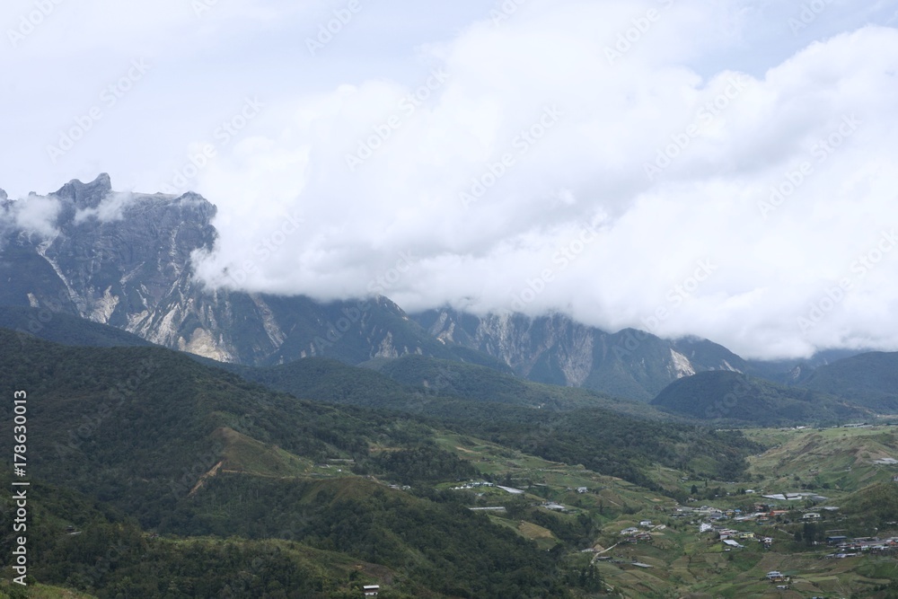 the mountain with clouds at Kundasang, Sabah, Malaysia