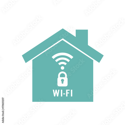 Home wi-fi with security icon