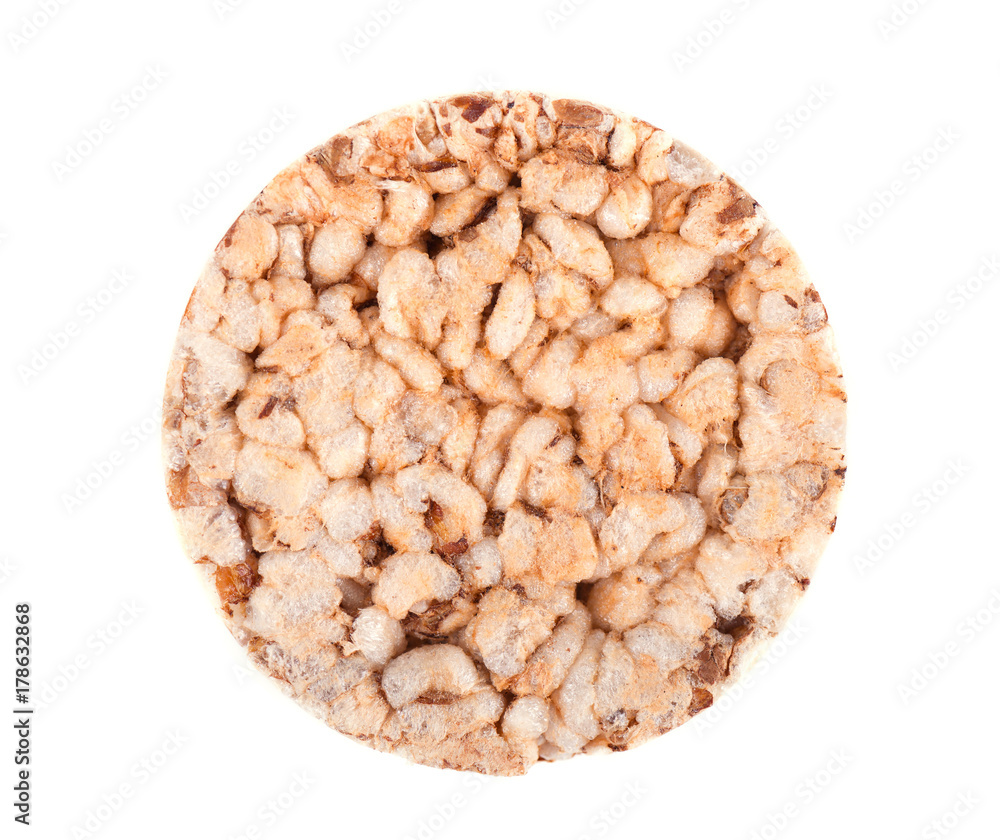 Wholegrain crispbreads isolated on white background. Top view Wholegrain crispbreads isolated on white background. Top view