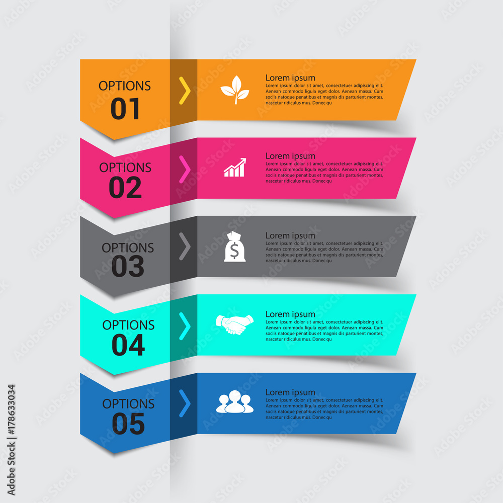 Modern infographics process with connected , icons and text for 5 steps. Modern infographics process with connected , icons and text for 5 steps.