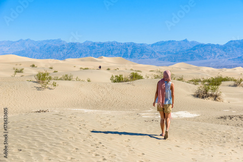 Mesquite sand dunes in desert of Death Valley  California  USA.