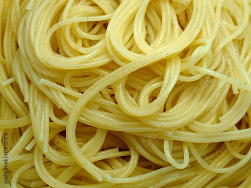 Closeup texture of cooked spaghetti