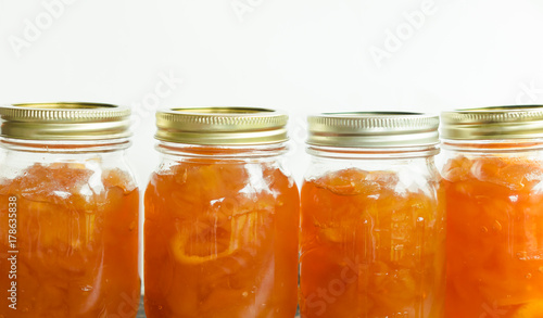 Fruit Preserves; Pears Preserved in Glass Jars