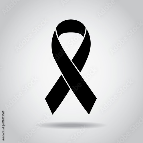 Ribbon Black Awareness Mourning and melanoma Sign Symbol Vector