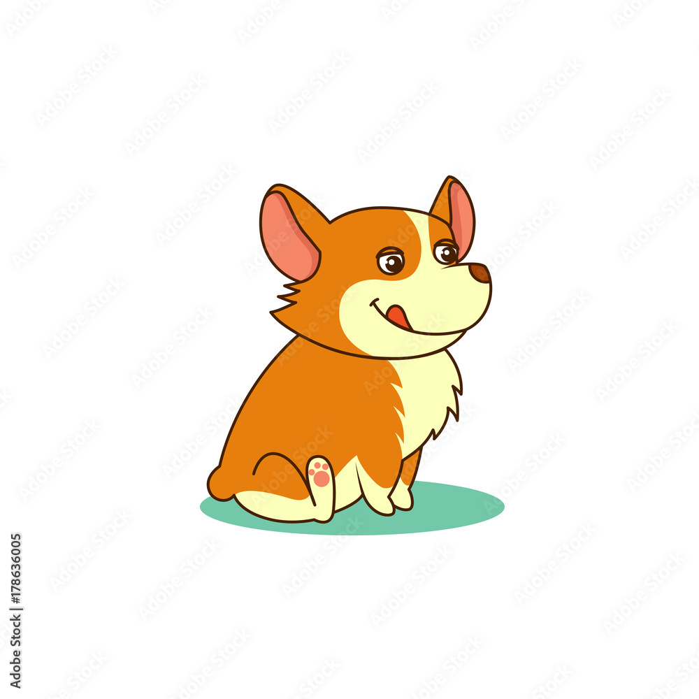 Obraz premium Cute dog of welsh corgi. Vector illustration of nice puppy. For cards, pet shops and veterinary clinics design.