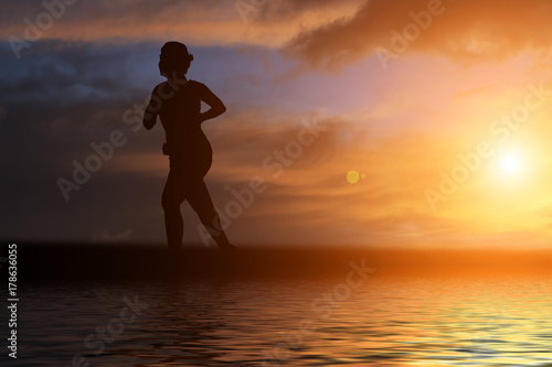 Illustration silhouette  running woman