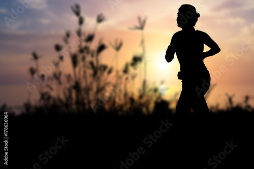 Illustration silhouette  running woman