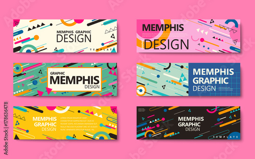 Memphis style banner collection