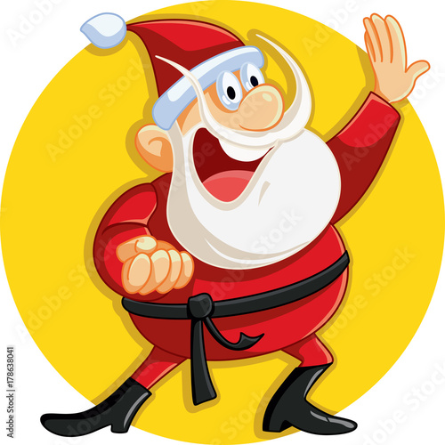 Karate Santa Claus Ready for Christmas Vector Cartoon