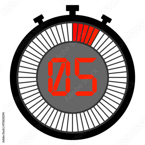 electronic stopwatch with a gradient dial from red. 5 seconds