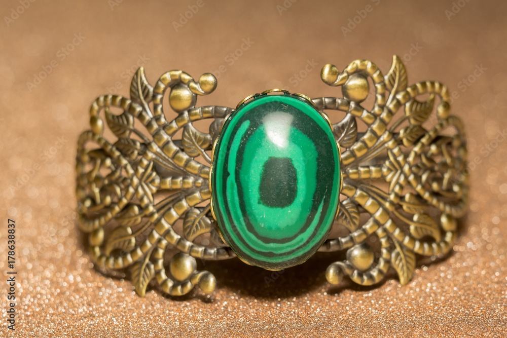Bronze Bracelet with Malachite Bronze Bracelet with Malachite