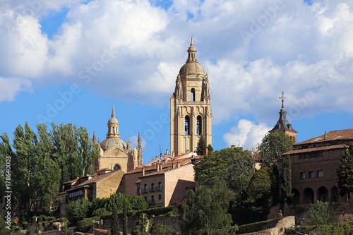 Segovia, Spain. Gothic cathedral in sunny day