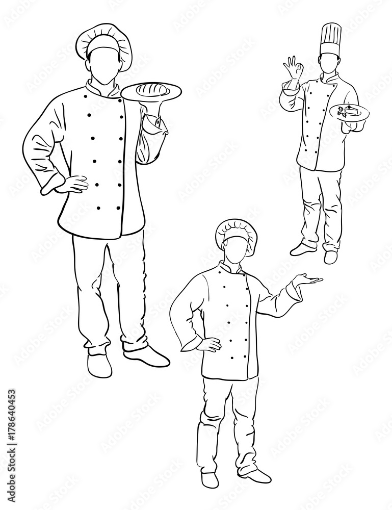 Chef line art 01, vector, illustration. Good use for symbol, logo, web icon, mascot, sign, or any design you want.