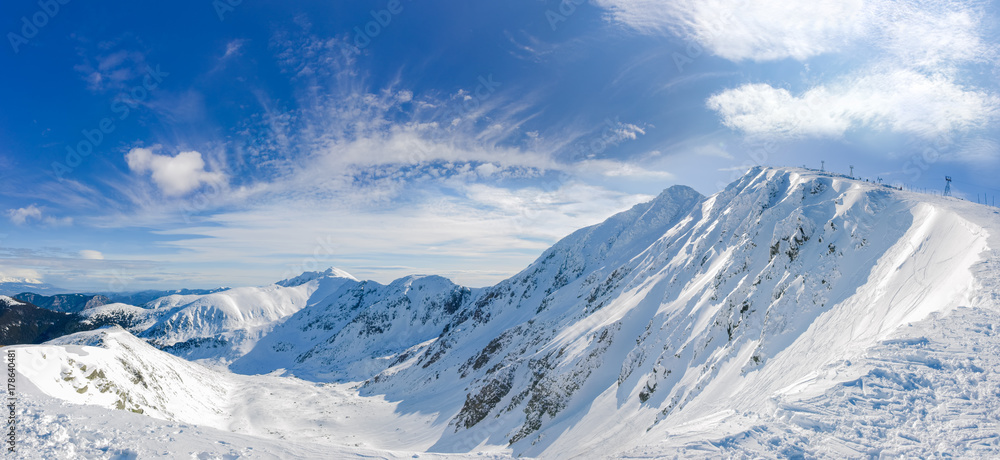 Winter panorama of Low Tatras mountains, Slovakia