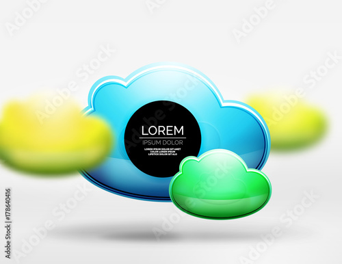 Vector 3d realistic clouds in grey space