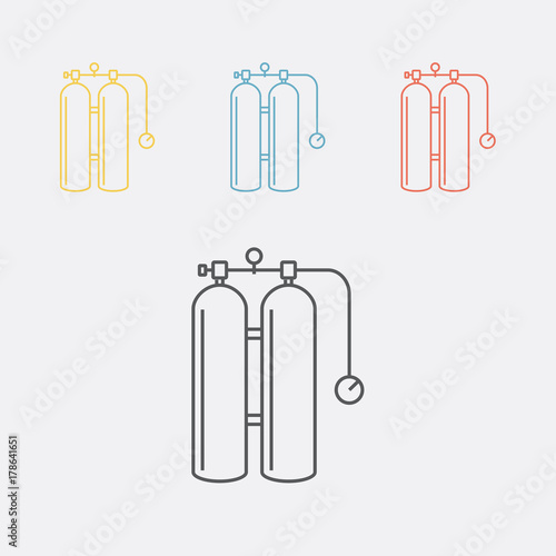Gas cylinders for welding line icon